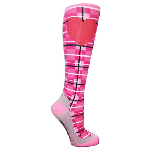 Pink Plaid Pickleball Compression Socks